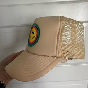 Tan Smiley Face trucker hat
